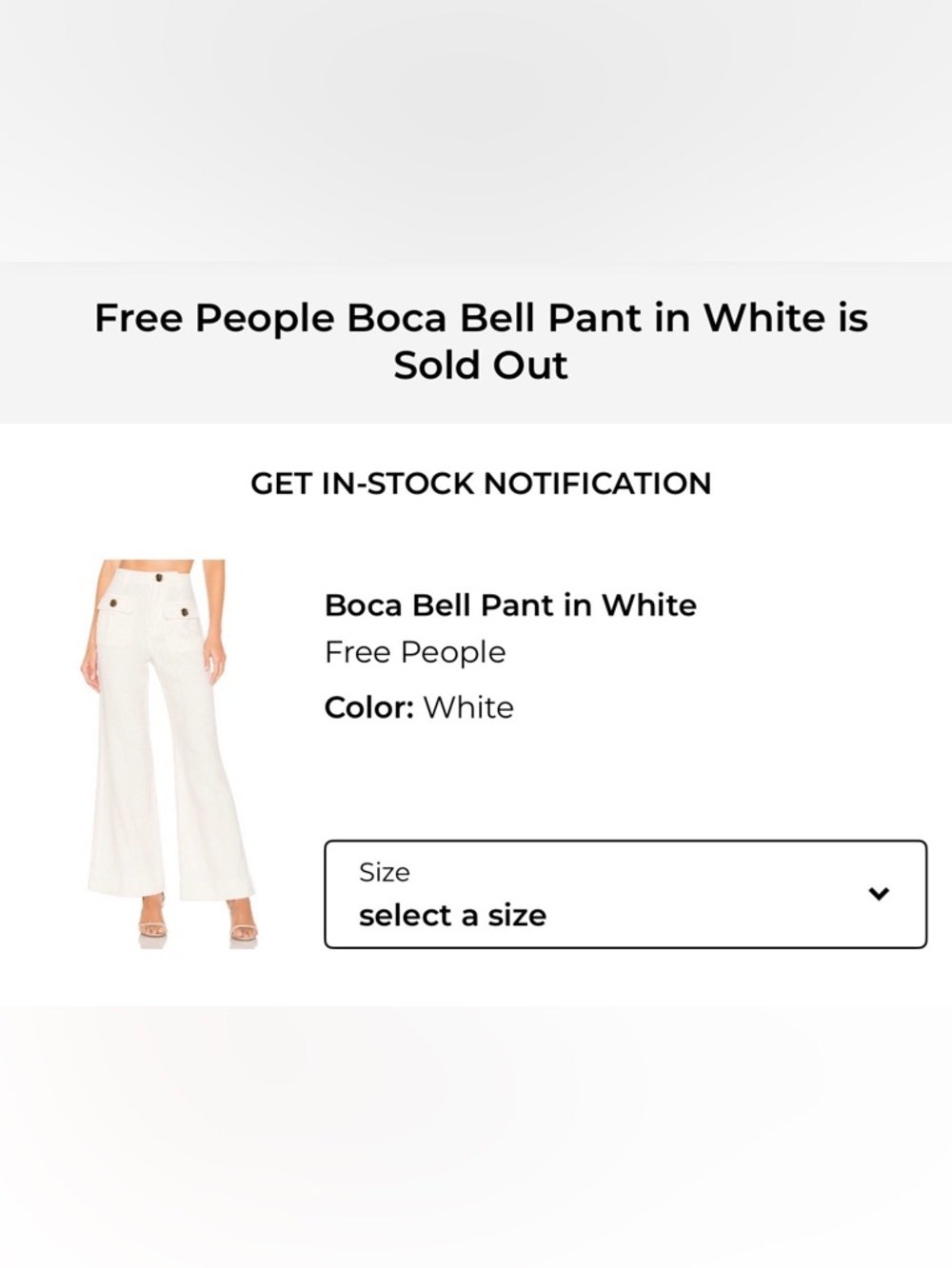 New! Free People Boca Bell Pant in Cream Size 4
